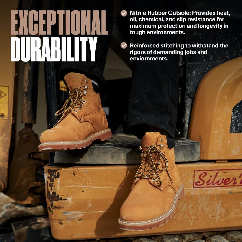 EVER BOOTS "Tank Men's Soft Toe Oil Full Grain Leather Work Boots Construction Rubber Sole (7.5 D(M), TAN) - Image 4